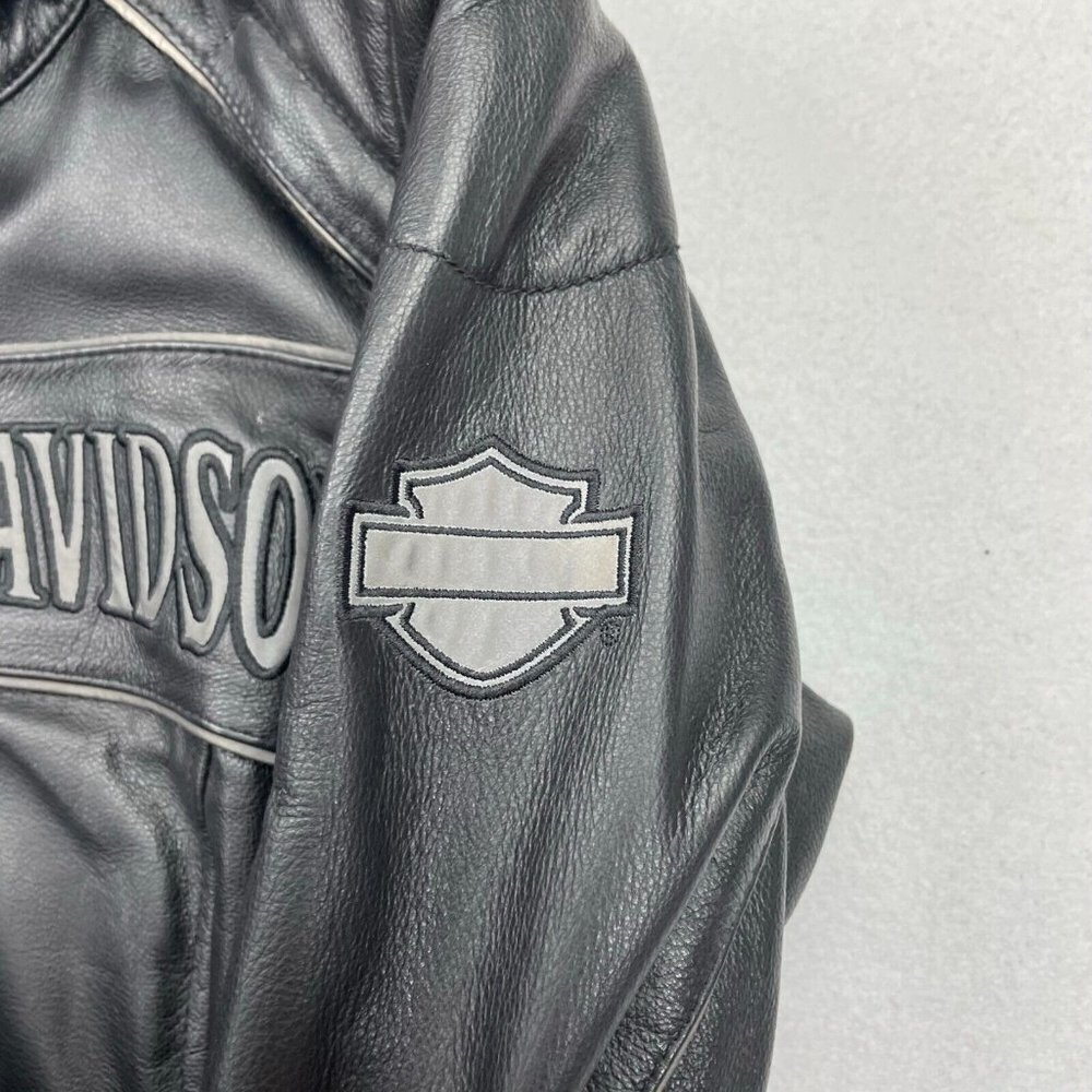 Harley Davidson Women Reflective Willie G Skull Leather Jacket W/ Hoodie EUC S﻿﻿ - Picture 3 of 6